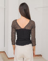 BASERANGE France organic cotton 25 early spring lace stitching long-sleeved T-shirt BAS-TONLS-LA-SU25-BLACK